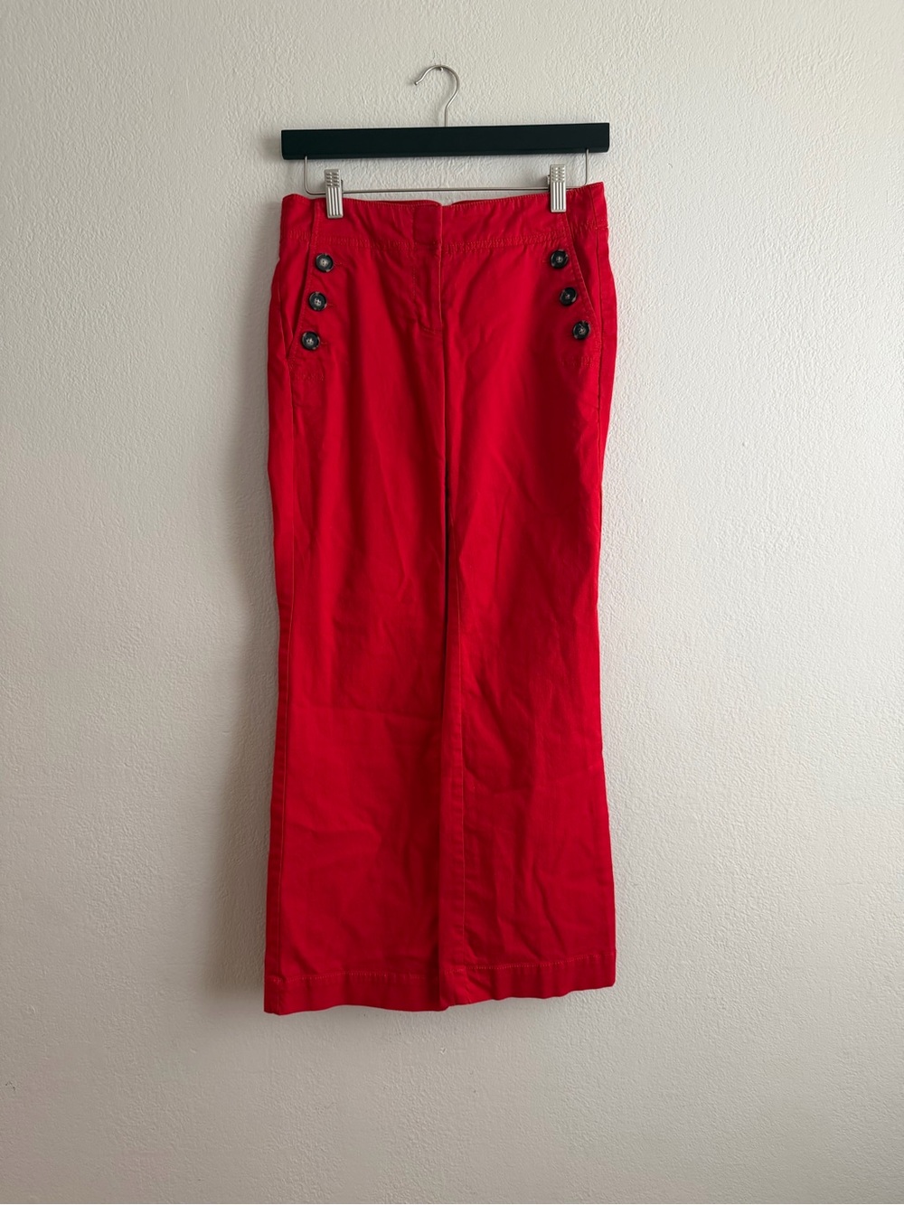 Loft Red Button-Accent Wide Leg Pants size 00P
